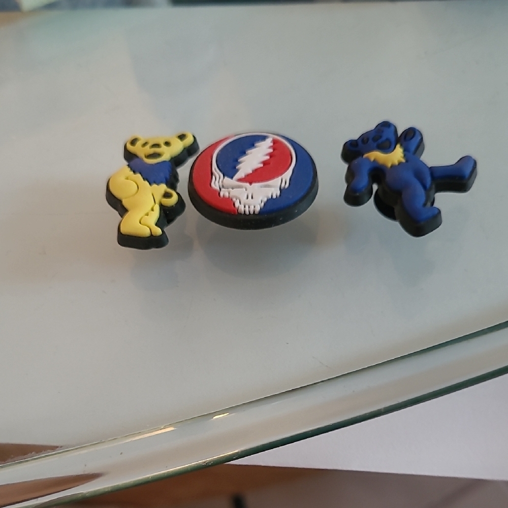 Grateful Dead Dancing Bears &Steal Your Face Jibbitz Set 4 Crocs